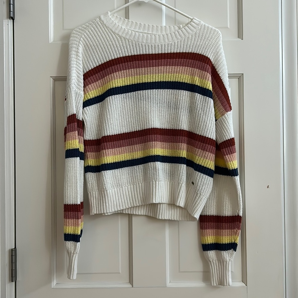 Hollister White Striped Sweater Size XS